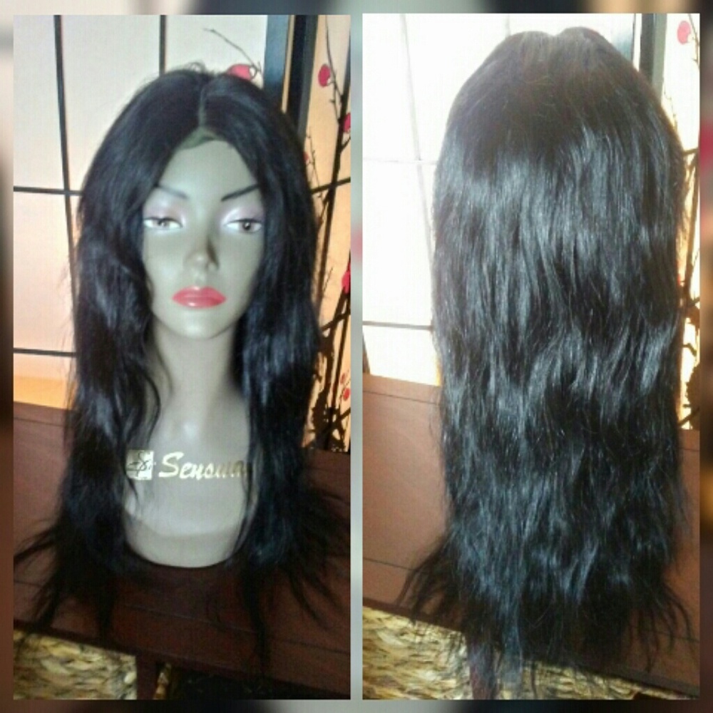 18 inch natural virgin human hair wig